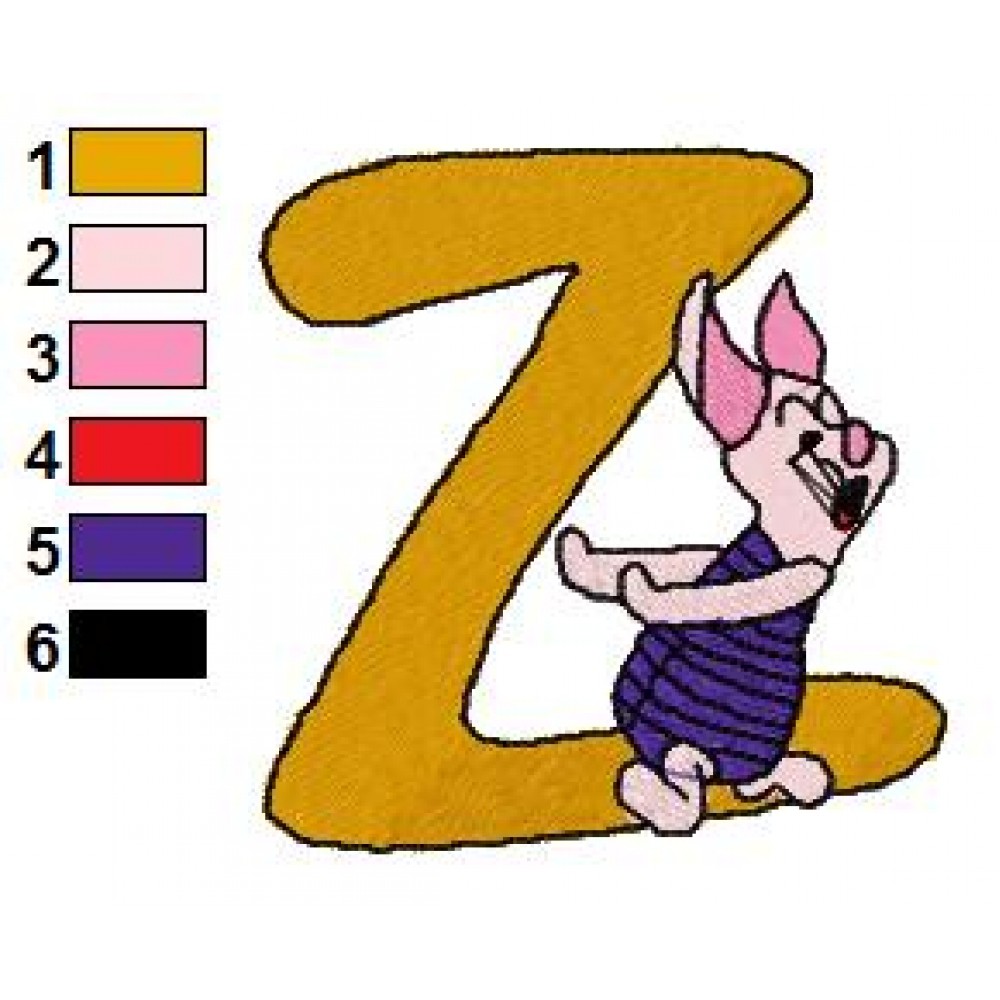 Winnie The Pooh Alphabet Z Embroidery Design